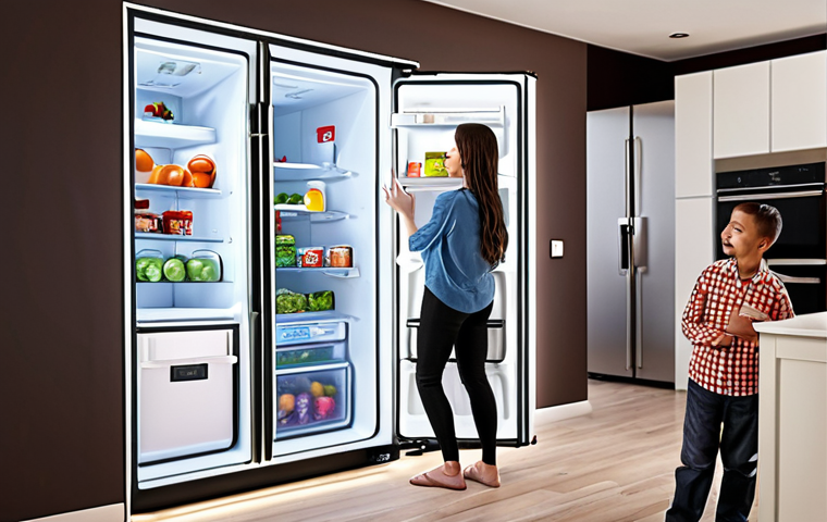 **

Prompt: A modern home interior showcasing smart appliances (refrigerator, air conditioner) with energy efficiency labels. The scene emphasizes energy conservation with elements like LED lighting, well-insulated windows, and a smart thermostat. Family members are interacting with the smart technology, highlighting the benefits of energy-efficient living.

**